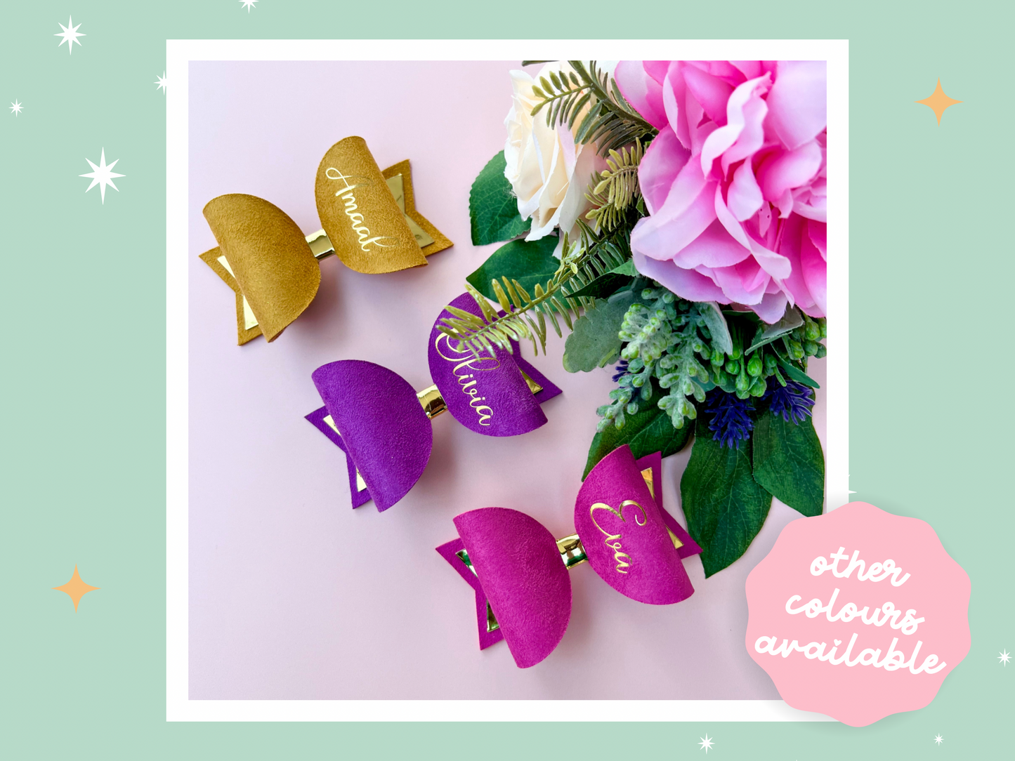 Faux Suede Personalised Hair Bow, School Bows