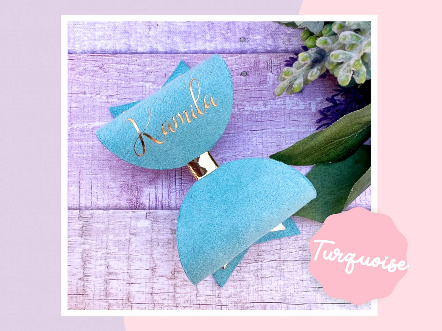 Faux Suede Personalised Hair Bow, School Bows