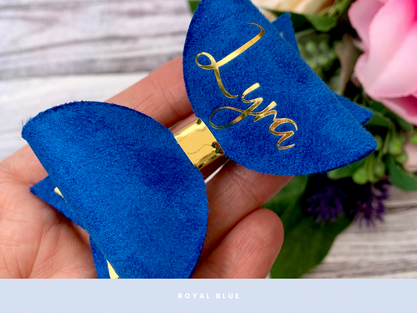 Faux Suede Personalised Hair Bow, School Bows