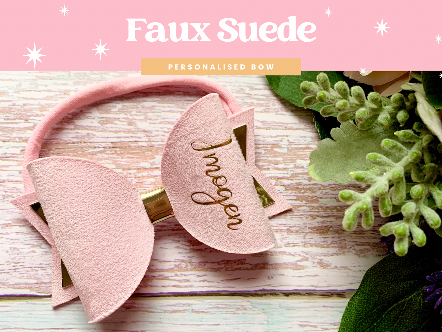 Faux Suede Personalised Hair Bow, School Bows