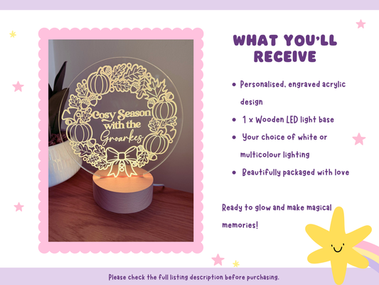 Autumn Glow – Personalised Cosy Season LED Lamp
