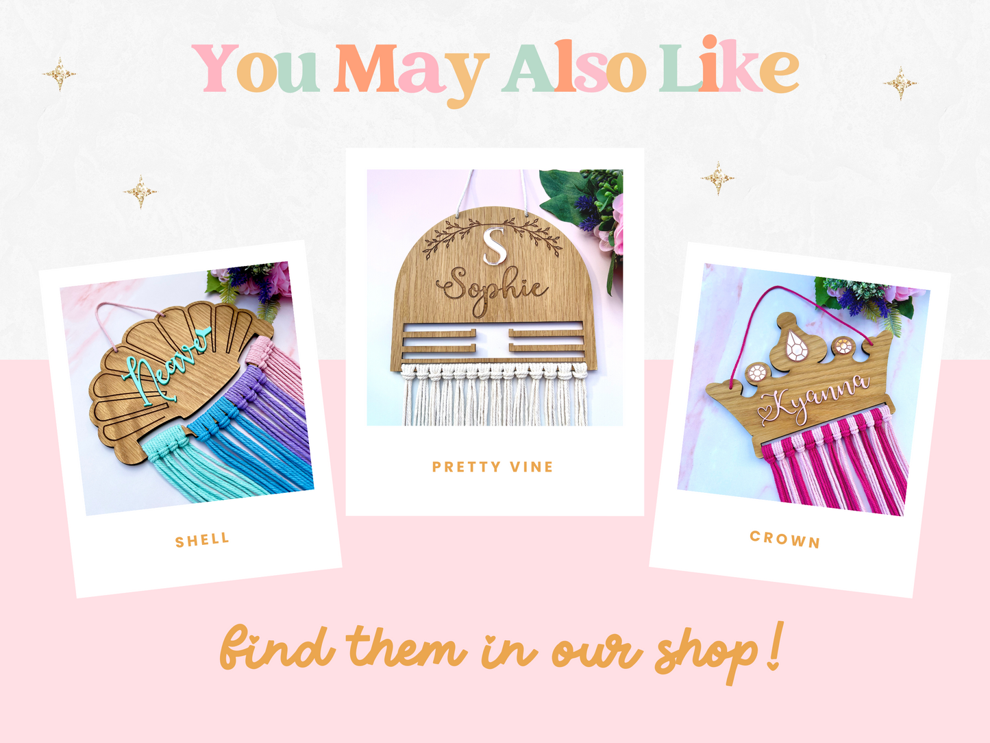 Personalised Wooden Rainbow Macramé Hair Bow Holder