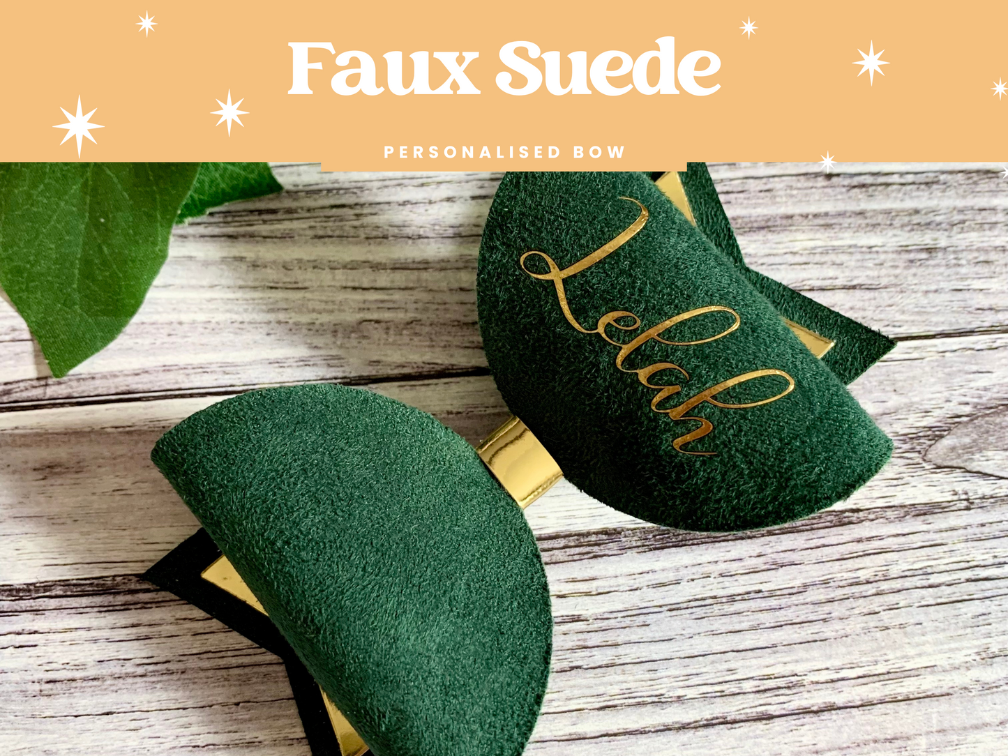Faux Suede Personalised Hair Bow, School Bows