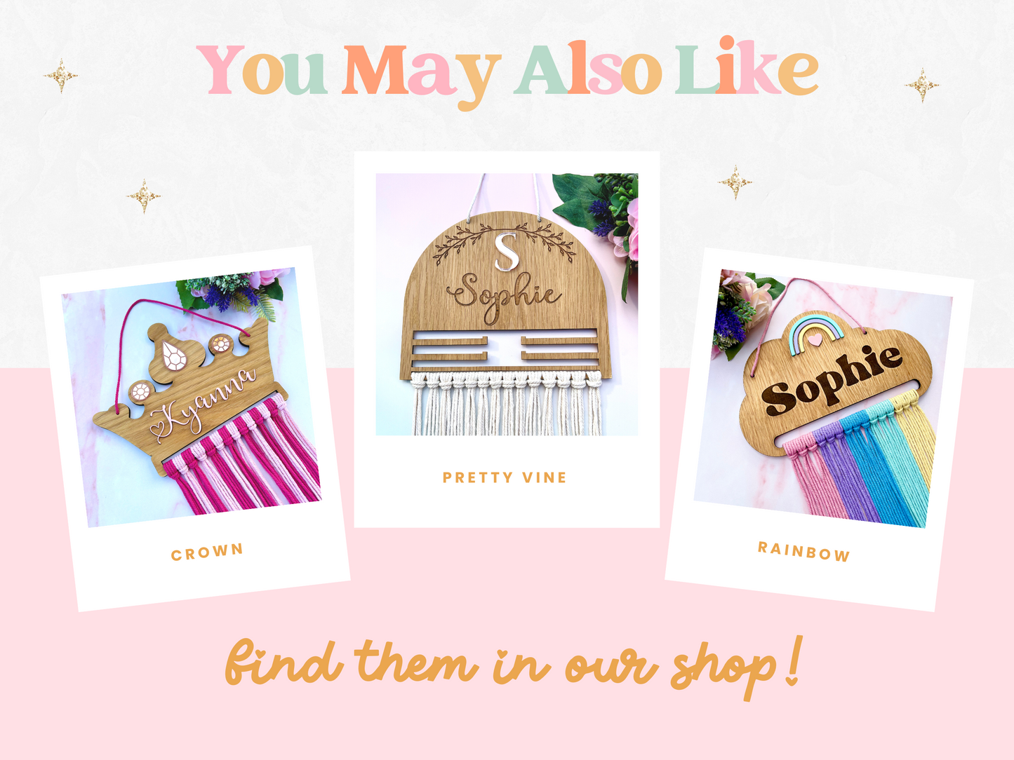 Personalised Wooden Shell Macramé Hair Bow Holder