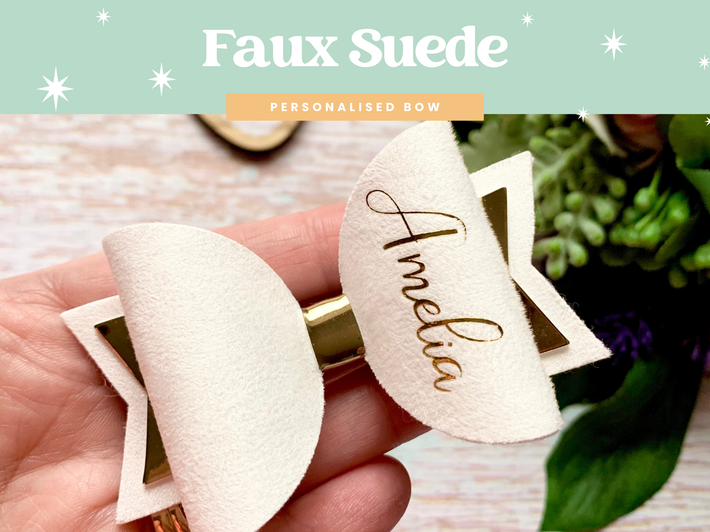 Faux Suede Personalised Hair Bow, School Bows
