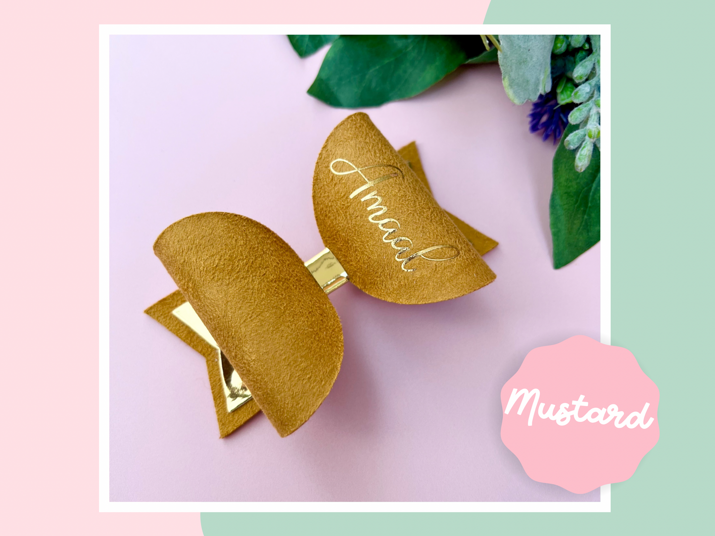 Faux Suede Personalised Hair Bow, School Bows