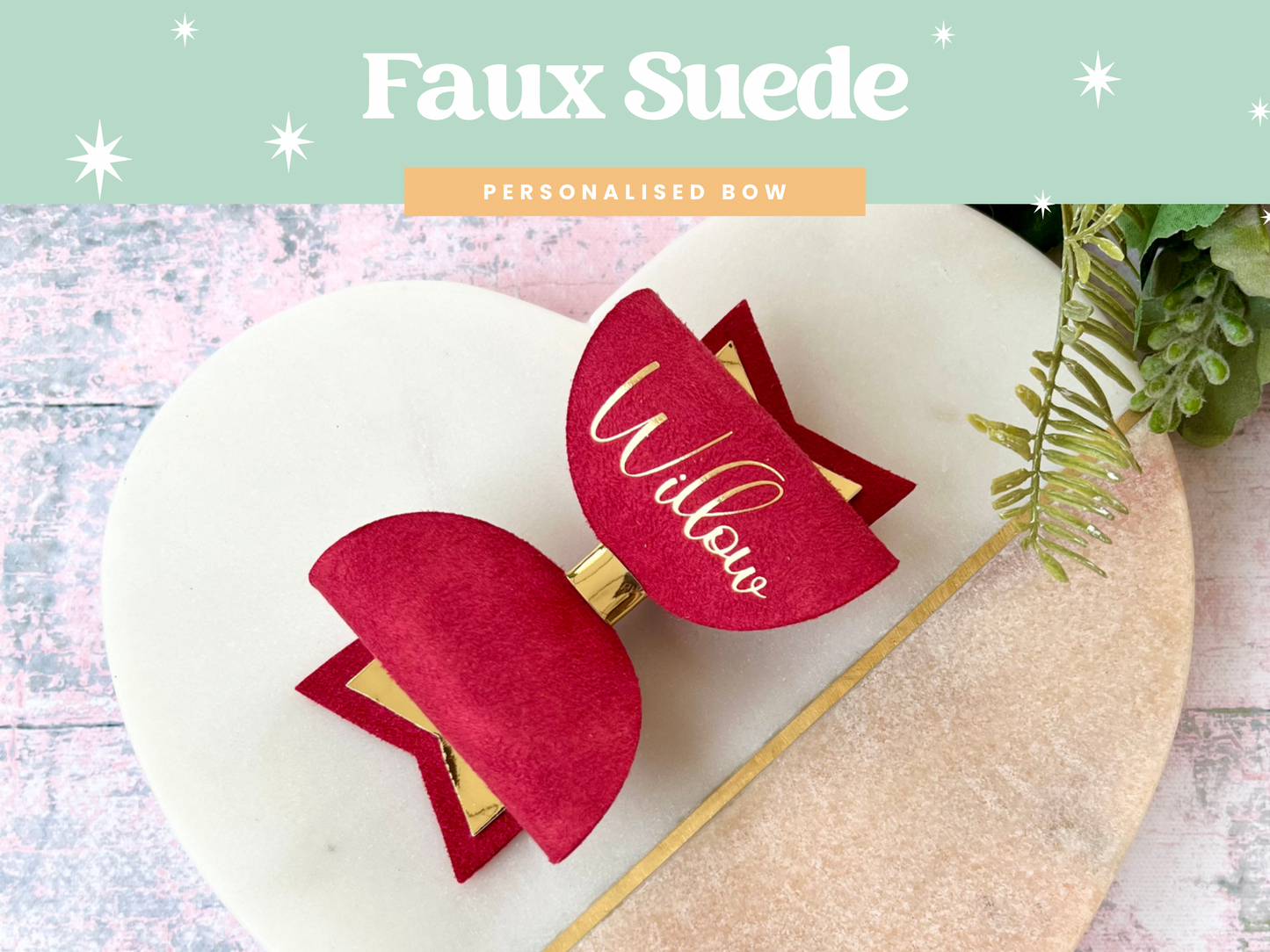 Faux Suede Personalised Hair Bow, School Bows