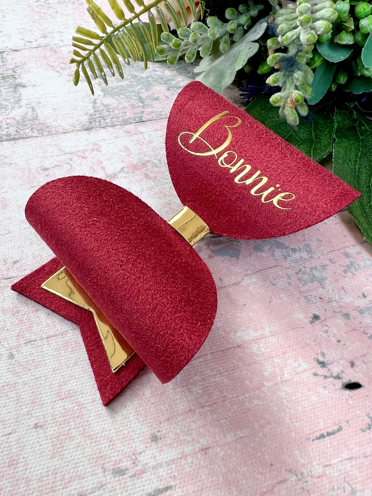 Faux Suede Personalised Hair Bow, School Bows