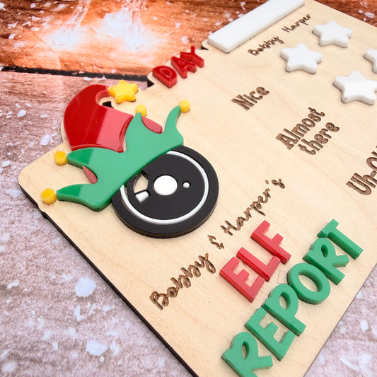 Personalised Elf Report, behaviour board