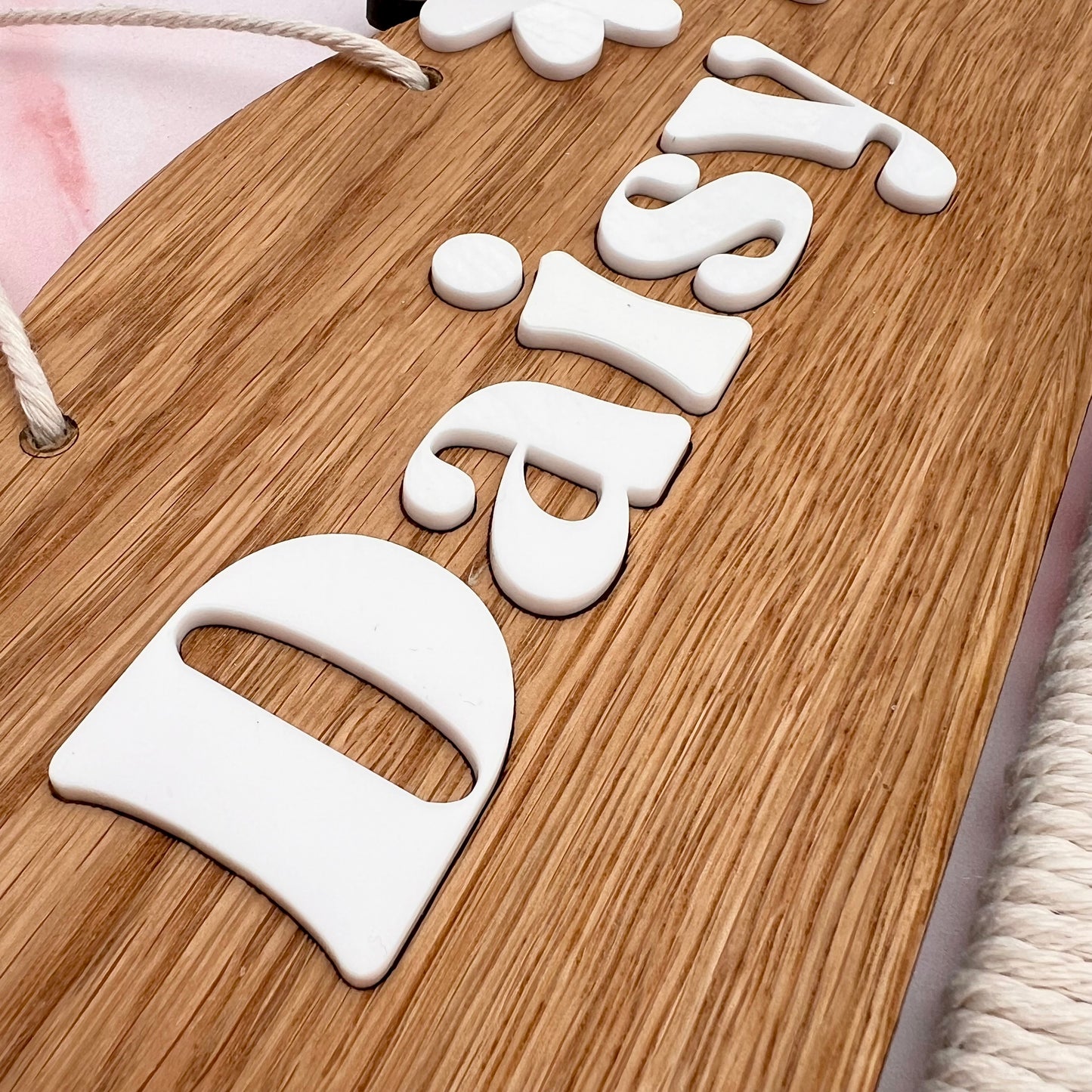 Personalised Wooden Daisy Macramé Hair Bow Holder