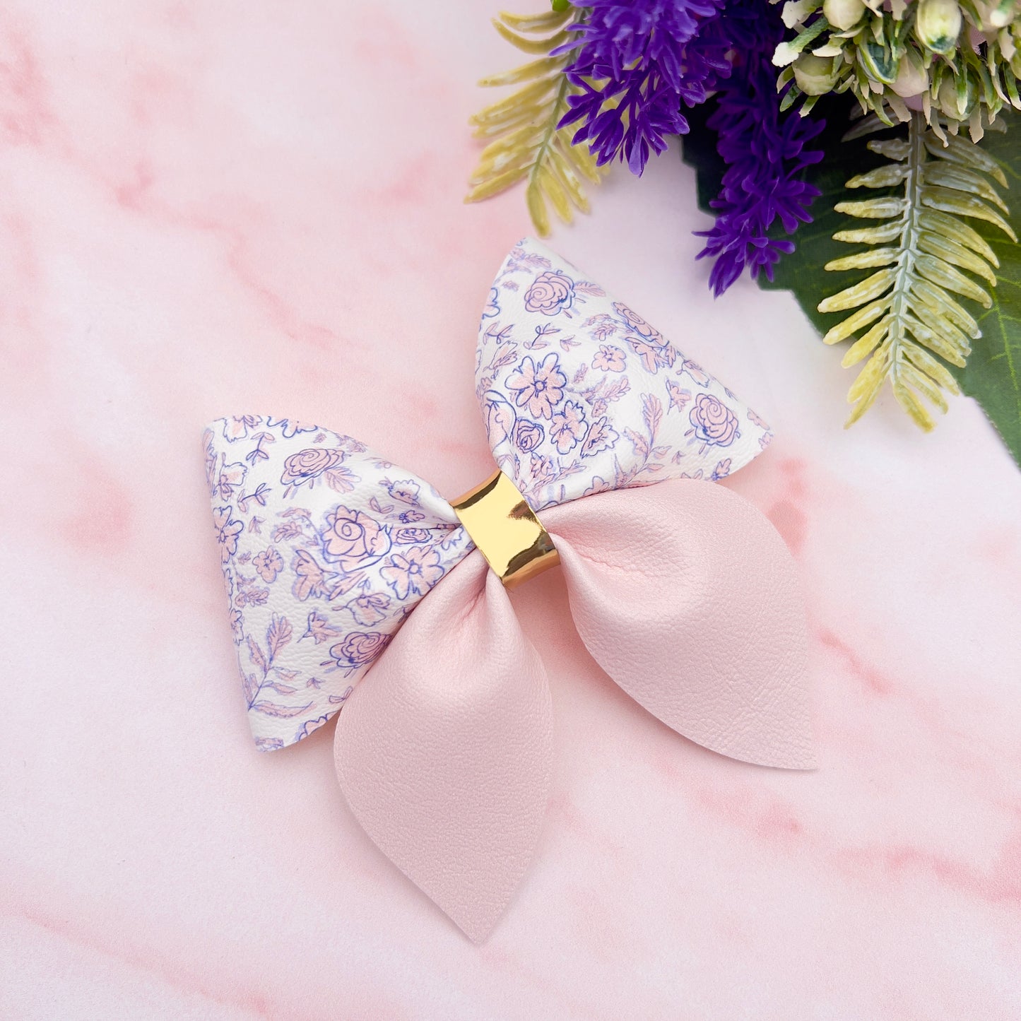 Spring floral pinch Hair Bow