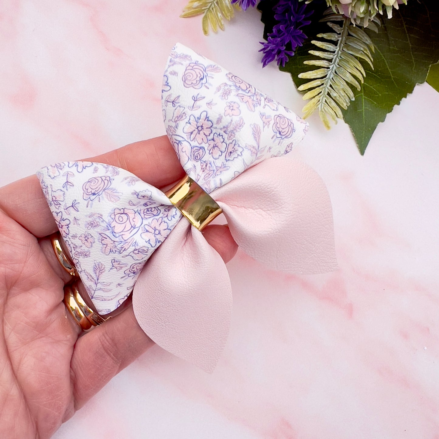 Spring floral pinch Hair Bow