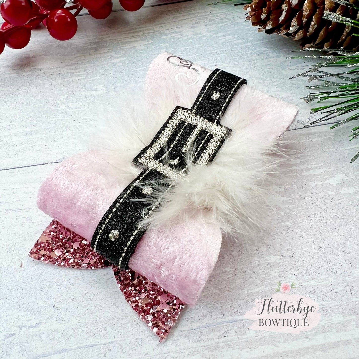 Santa Baby Hair Bow, Santa's Belt Clip
