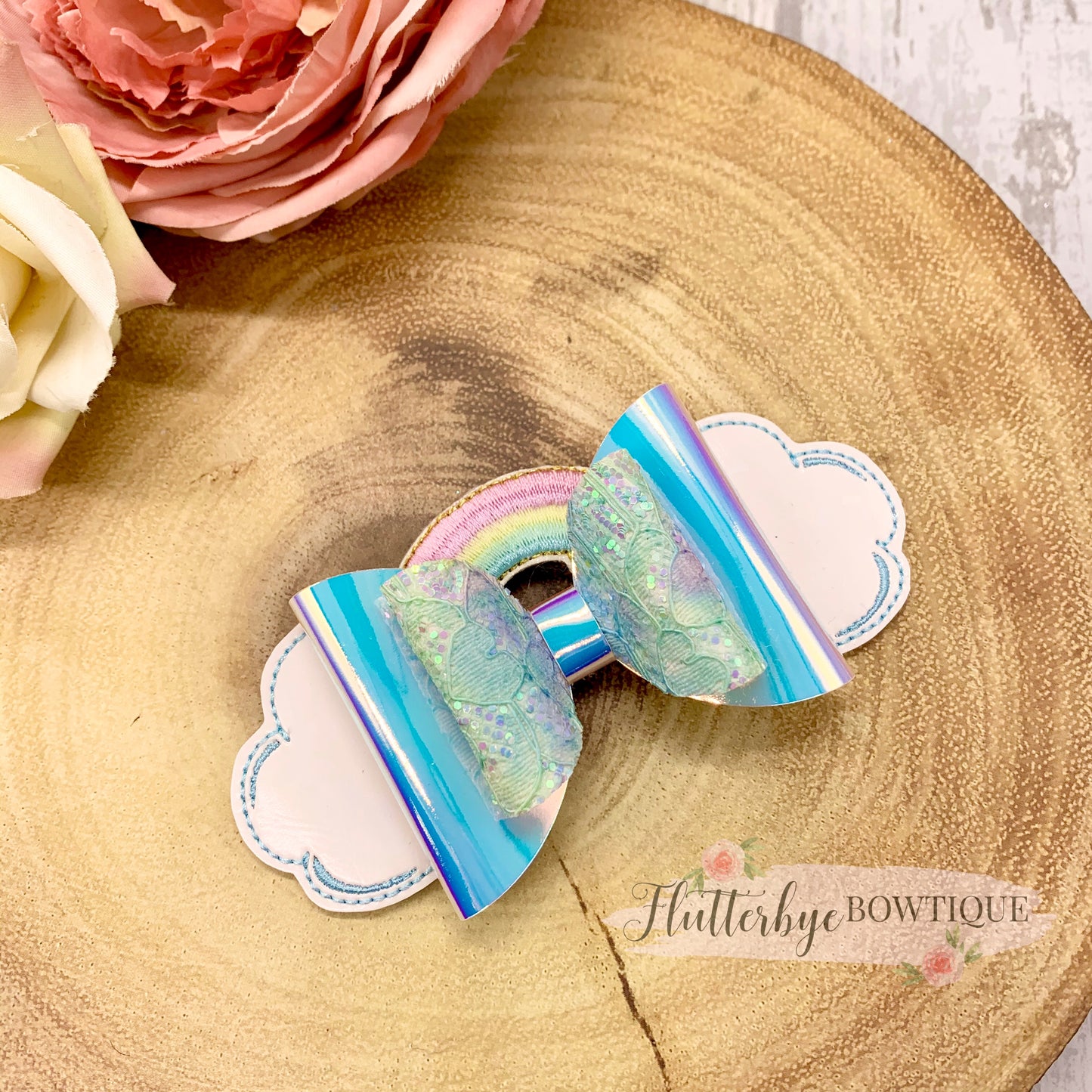 Rainbow Topper Hair Clips, Colour Change bow