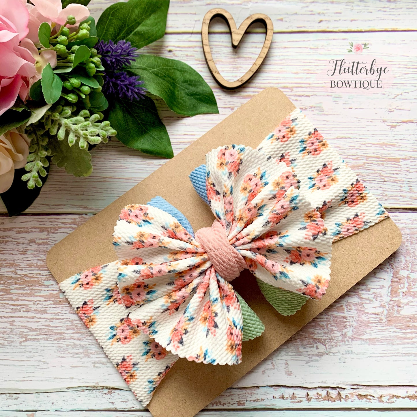 Spring Floral Ruffle head wrap, stretchy baby headband