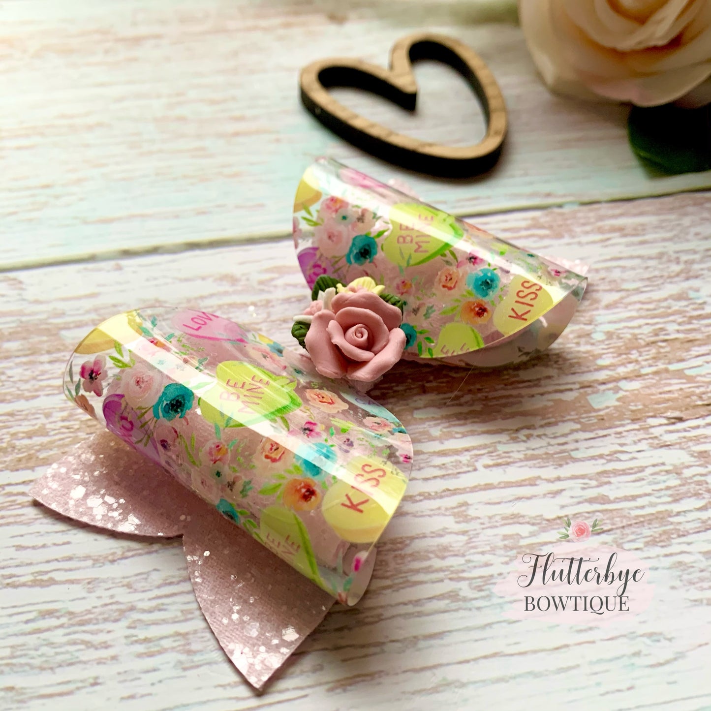 Candy Hearts Clay Hair Bow