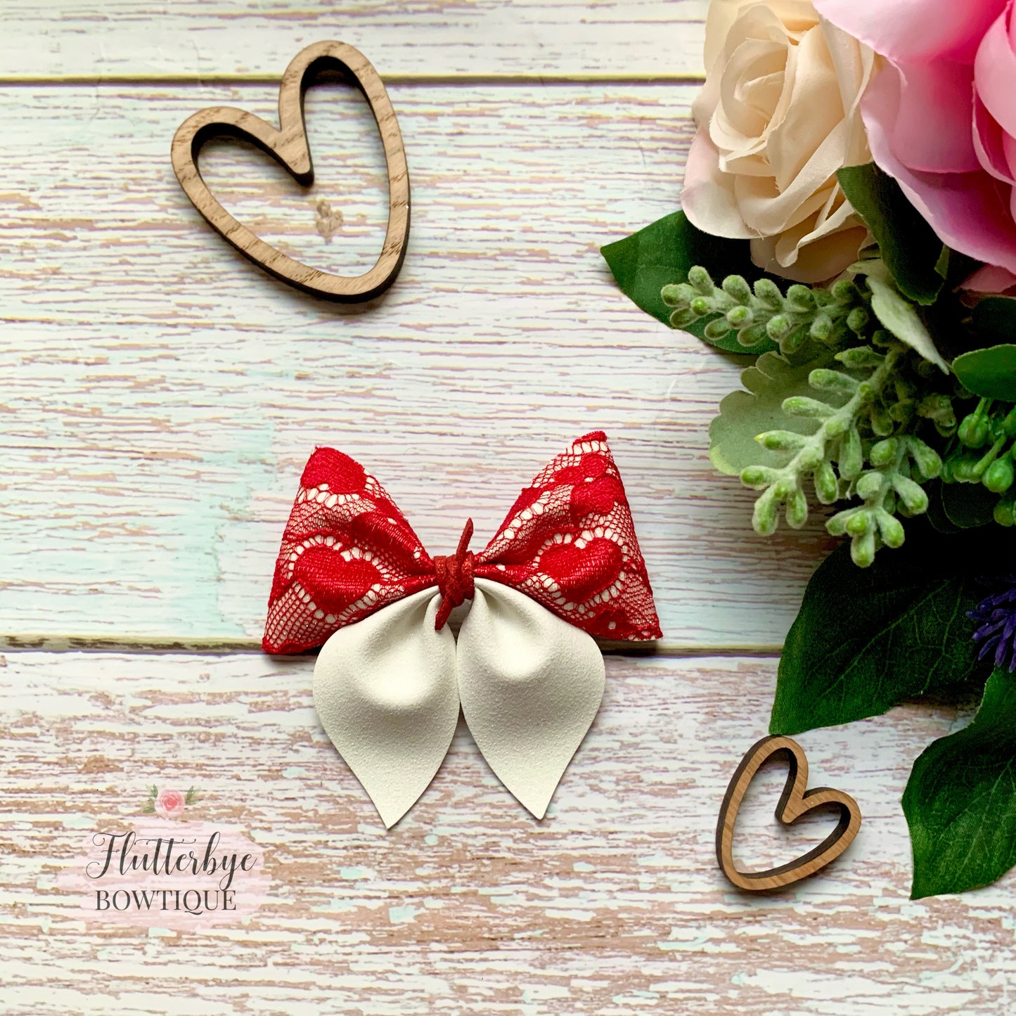 Red lace Pinch Hair Bow