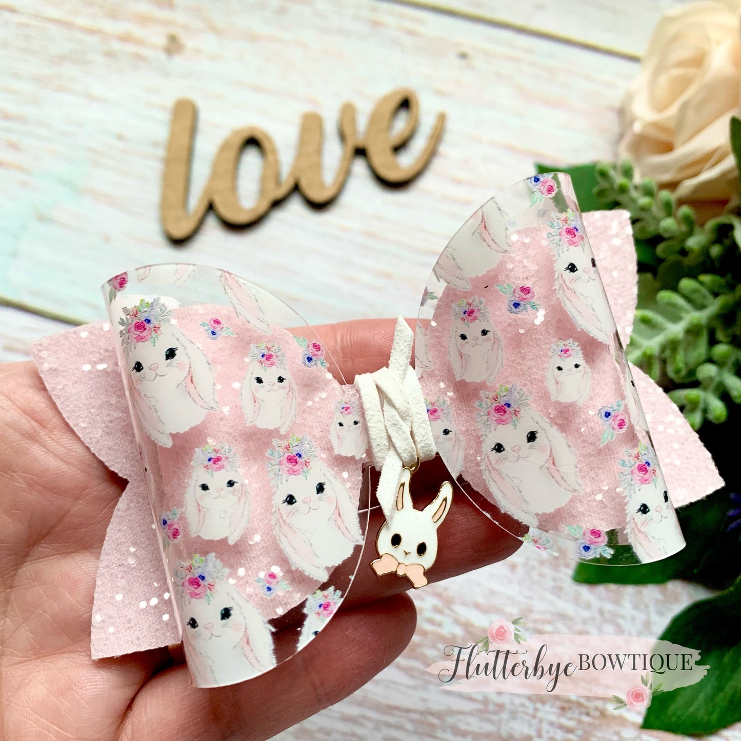 Pretty Bunny Sparkle Glitter Hair Bow