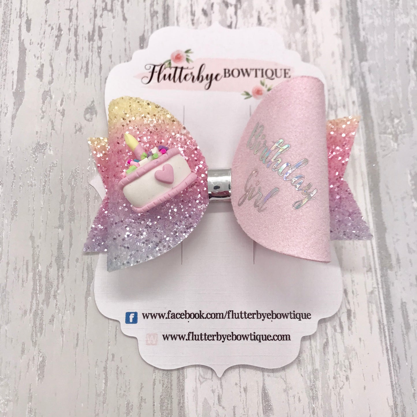 Birthday Hair Bows, Birthday Cake Hair Bow - Flutterbye Bowtique