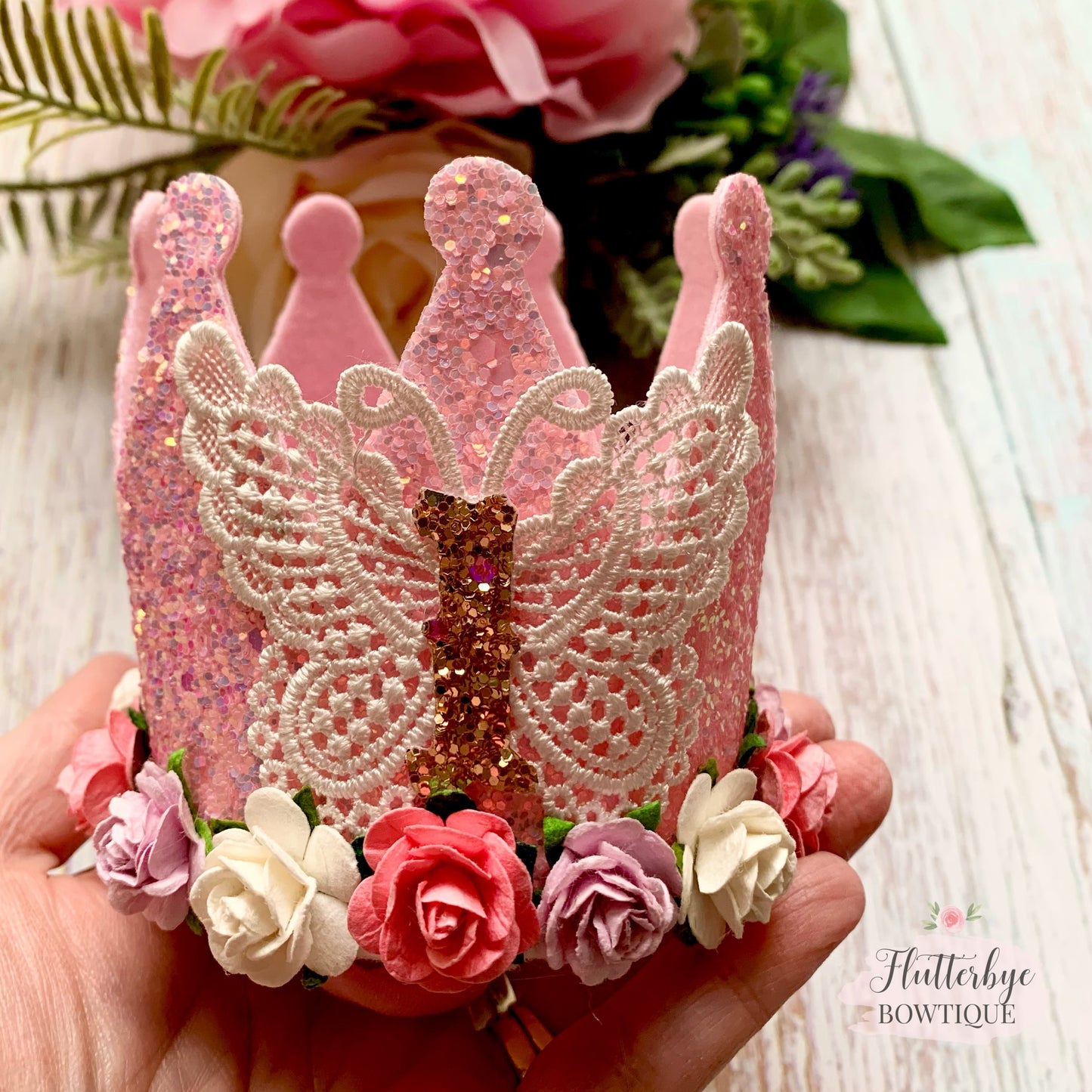 Lace Butterfly Birthday Crown, Cake Smash Props
