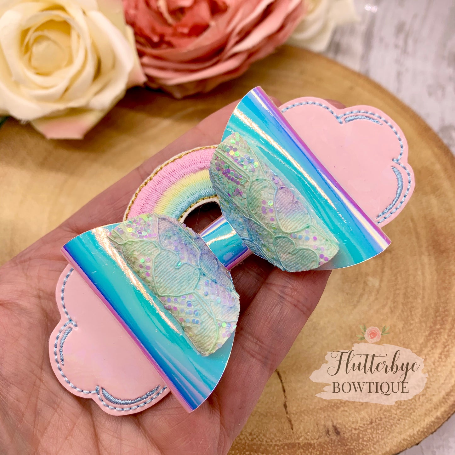 Rainbow Topper Hair Clips, Colour Change bow