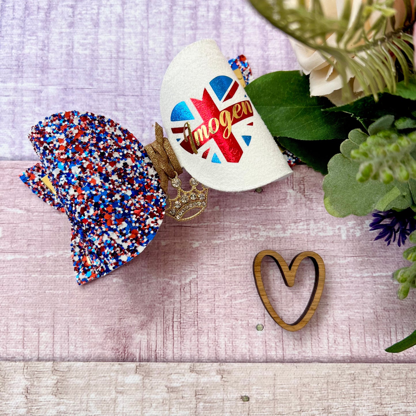 Personalised Coronation Crown Charm Hair Bow