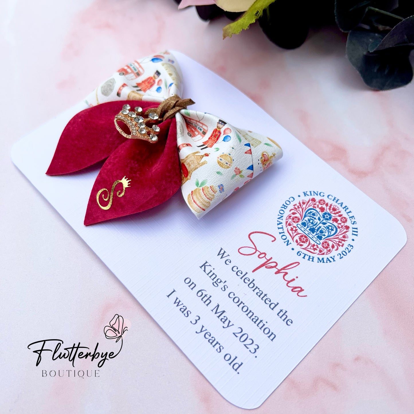 Coronation Pinch Crown Charm Hair Bow