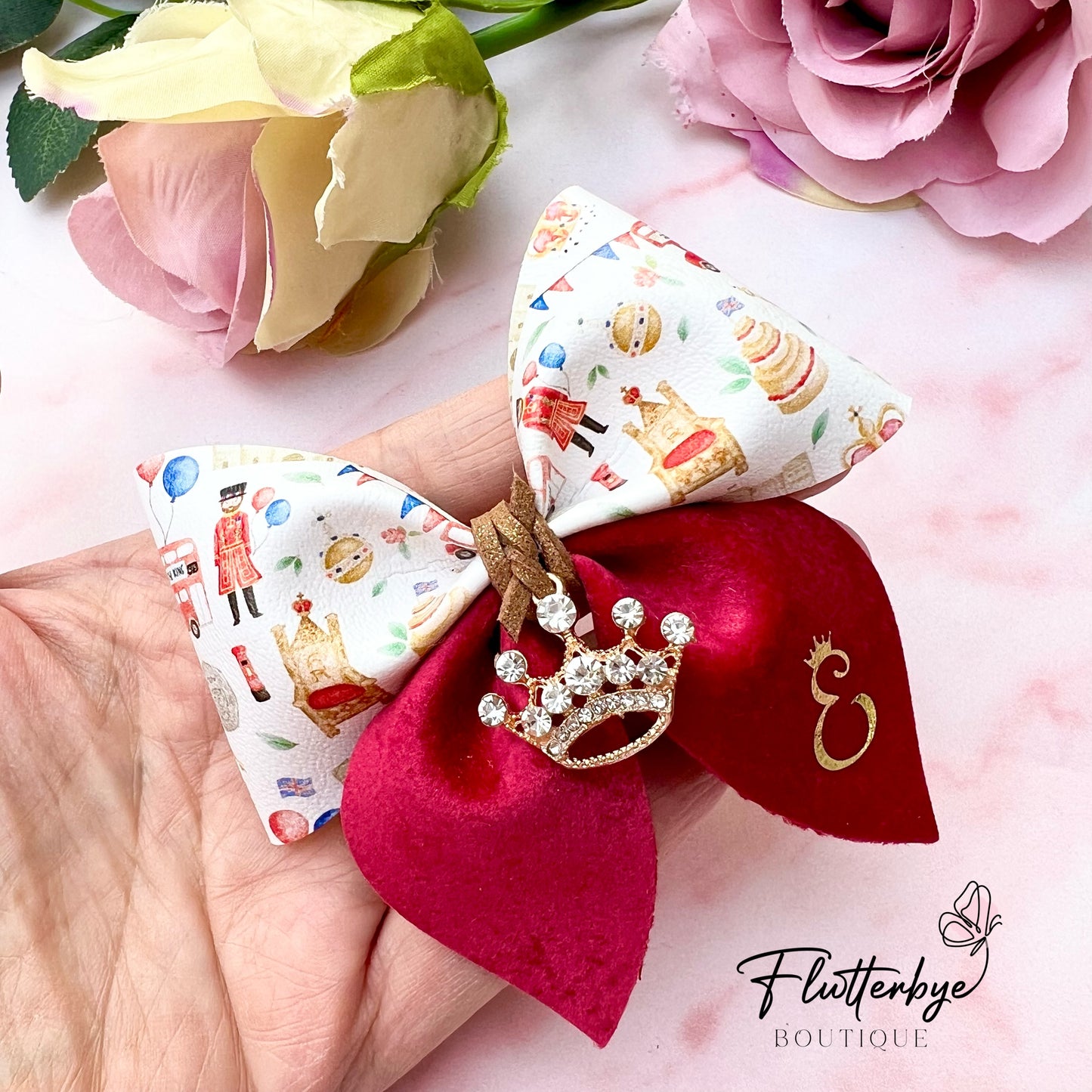 Coronation Pinch Crown Charm Hair Bow