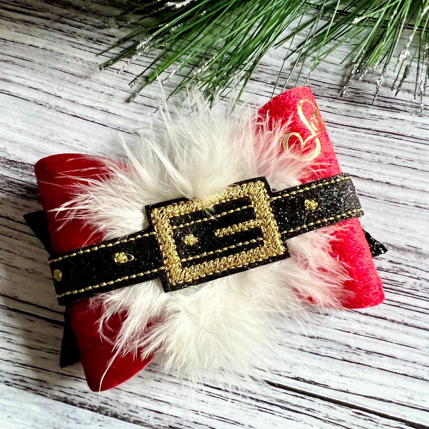 Santa Baby Hair Bow, Santa's Belt Clip