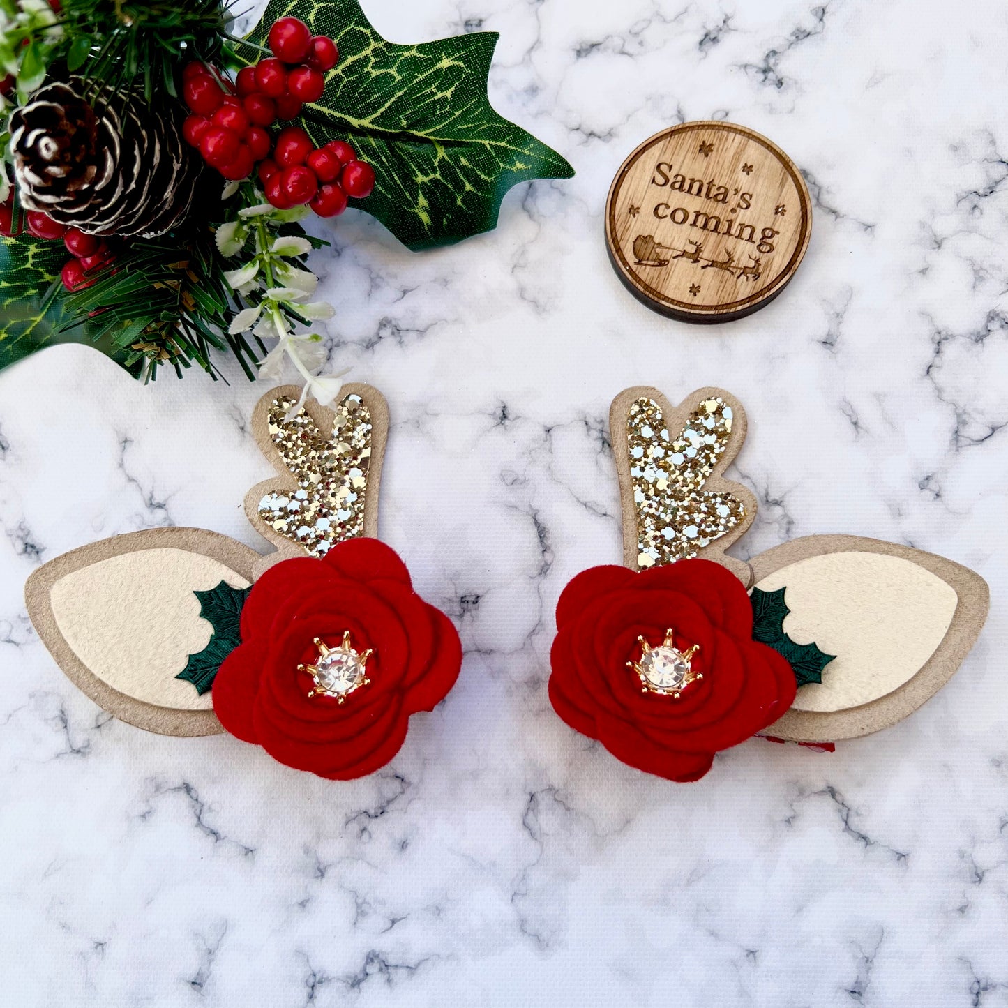 Flower Reindeer Piggies, Antler bow set