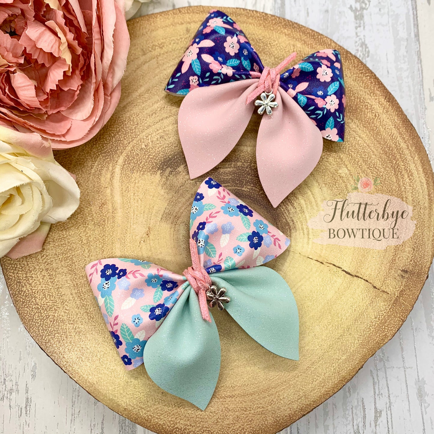 Spring Floral Party Pinch Hair Bow - Flutterbye Bowtique