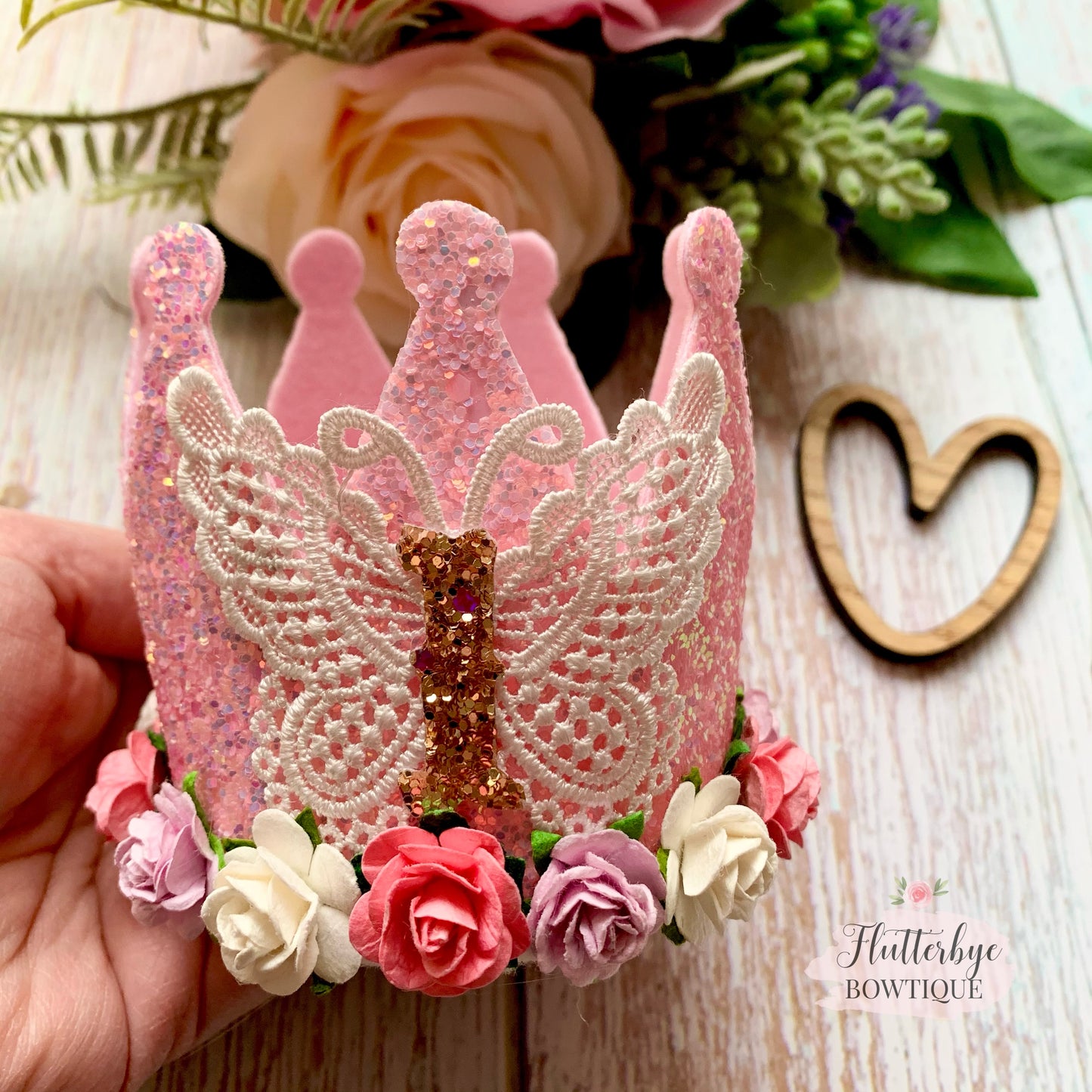 Lace Butterfly Birthday Crown, Cake Smash Props