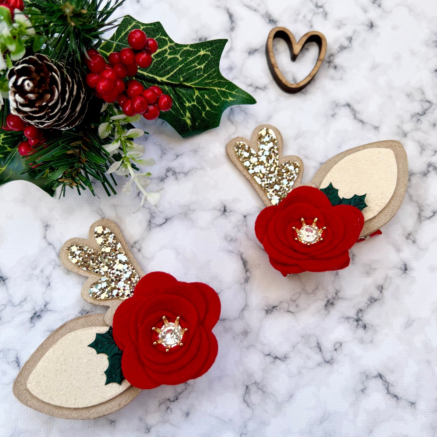 Flower Reindeer Piggies, Antler bow set