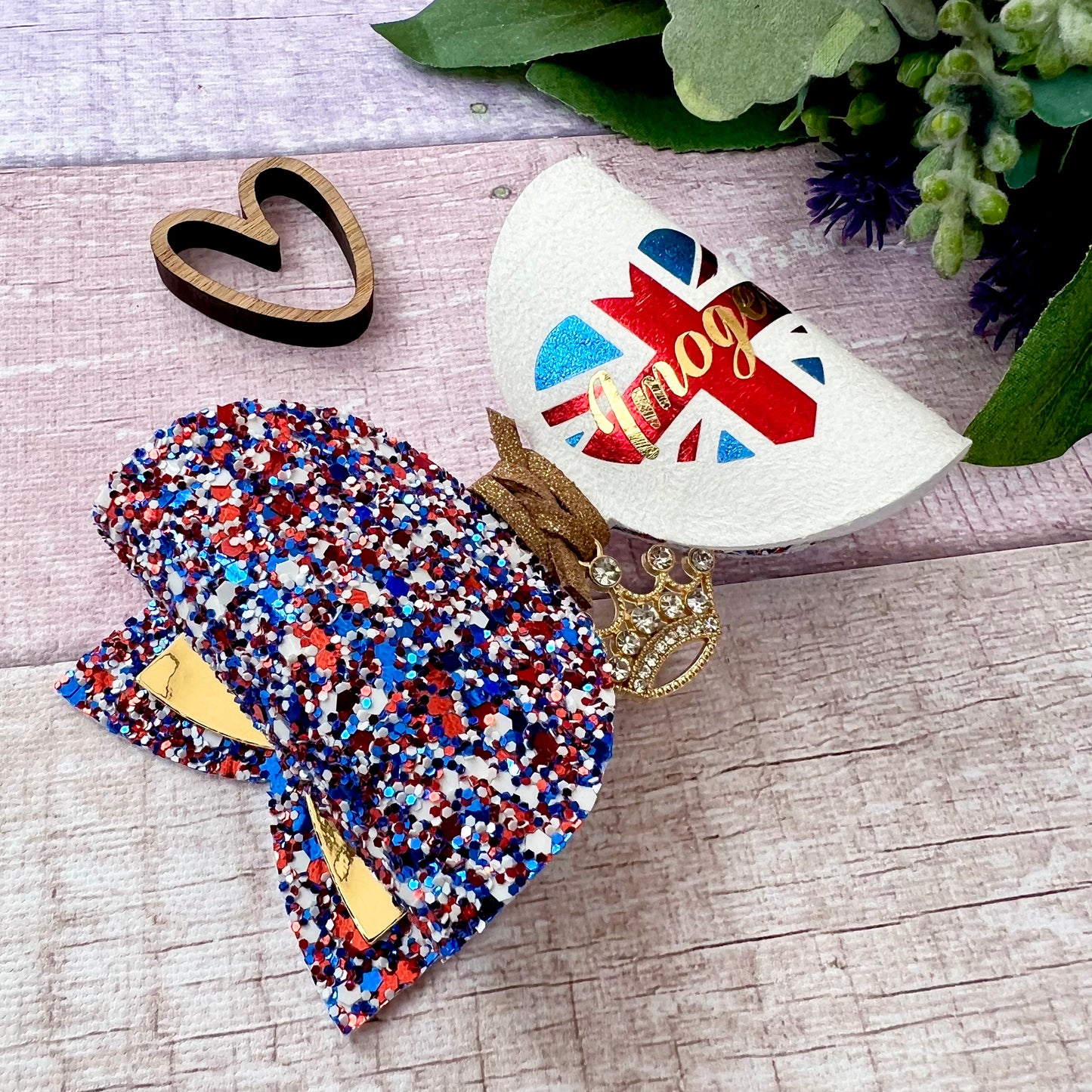 Personalised Coronation Crown Charm Hair Bow