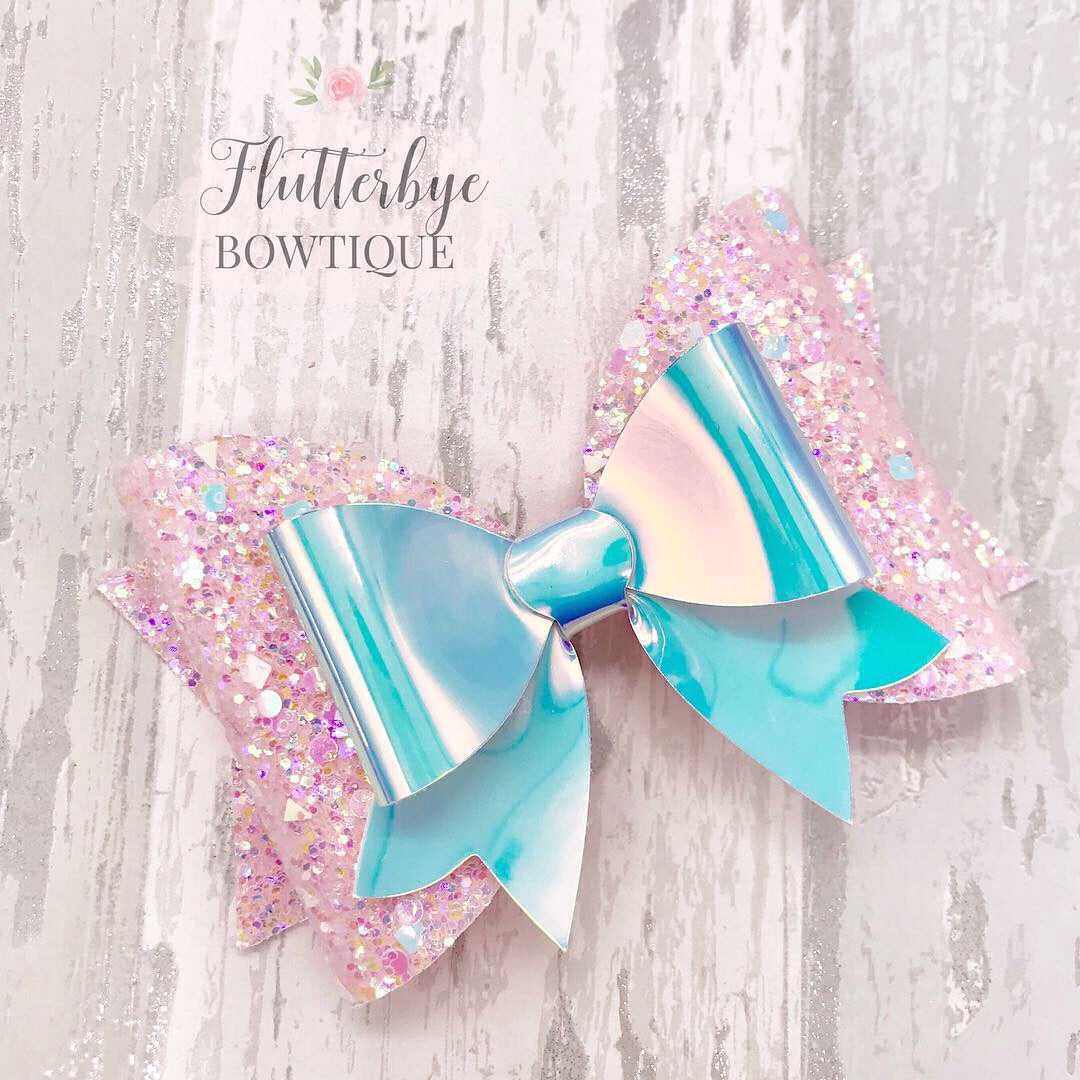Iridescent Glitter and Mirror Fancy Double Bow - Flutterbye Bowtique