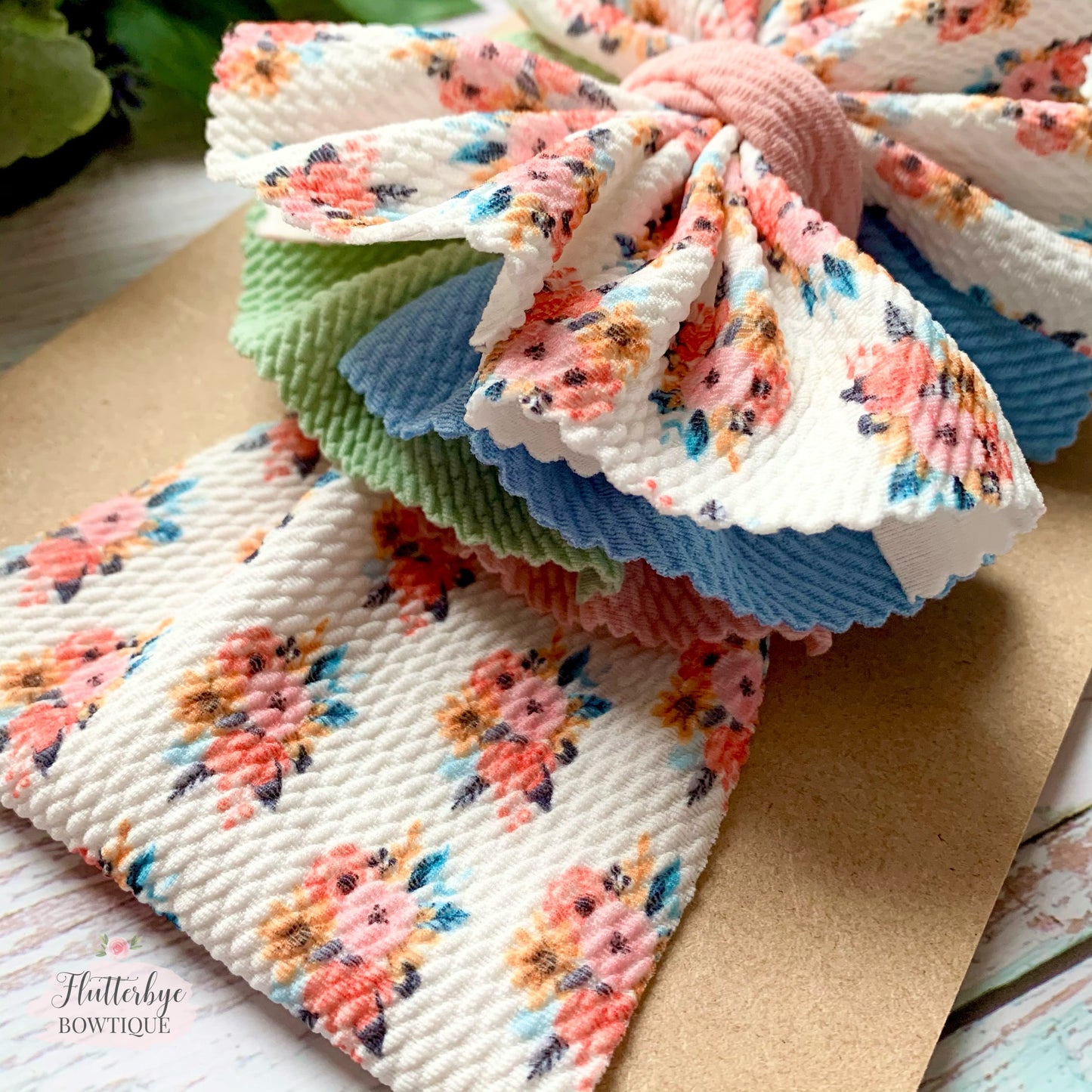 Spring Floral Ruffle head wrap, stretchy baby headband