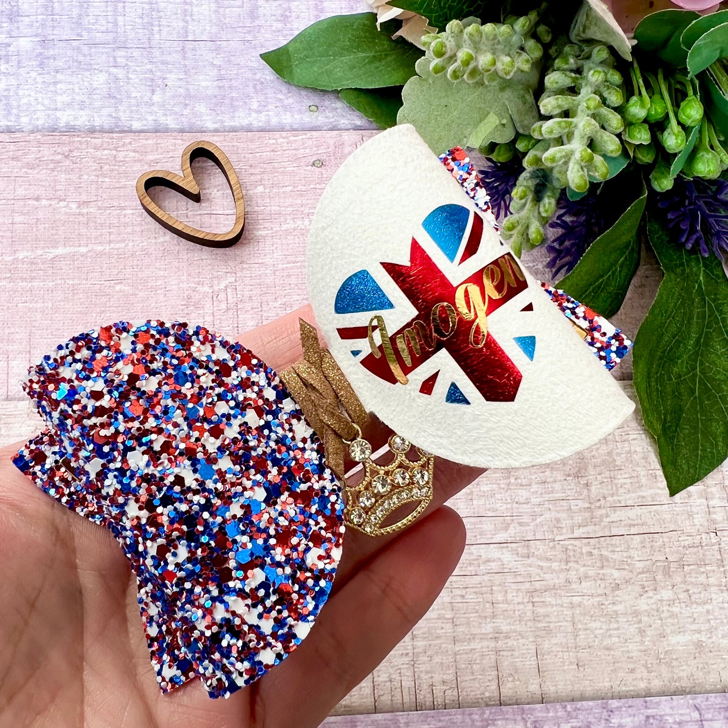 Personalised Coronation Crown Charm Hair Bow