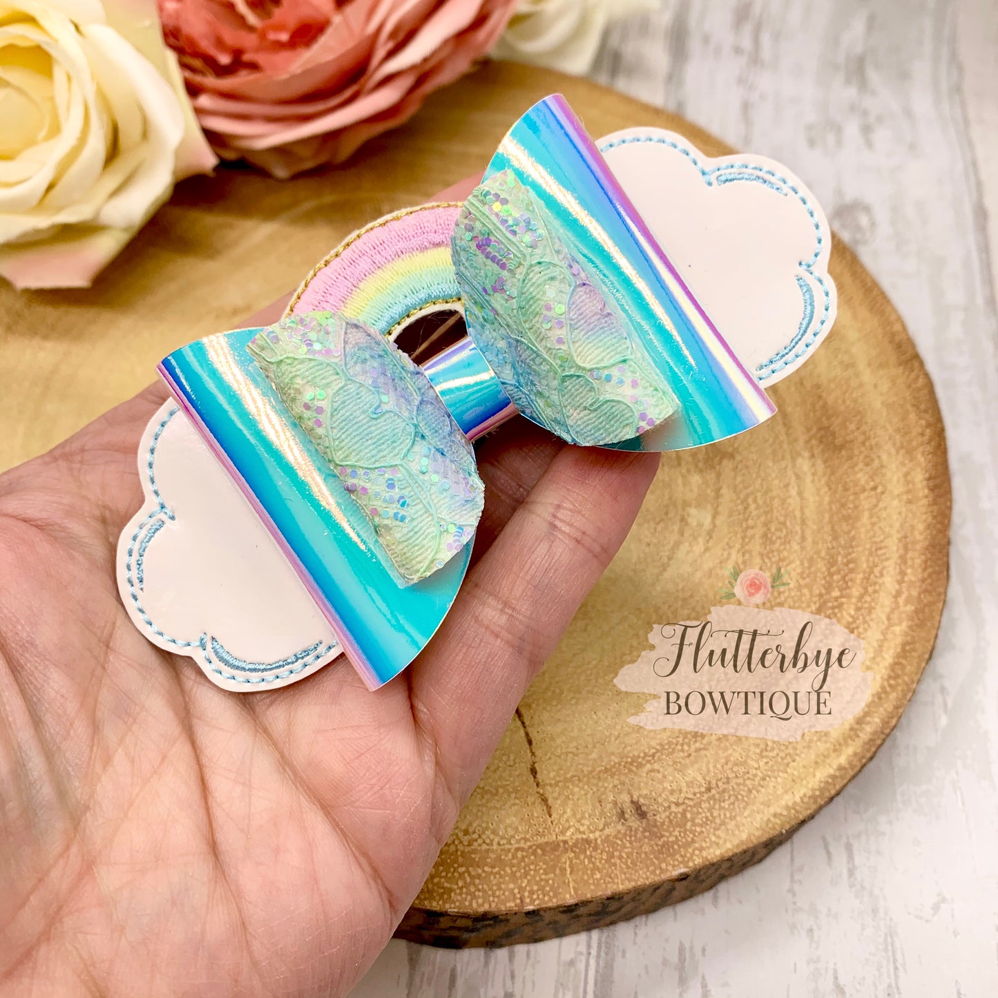 Rainbow Topper Hair Clips, Colour Change bow