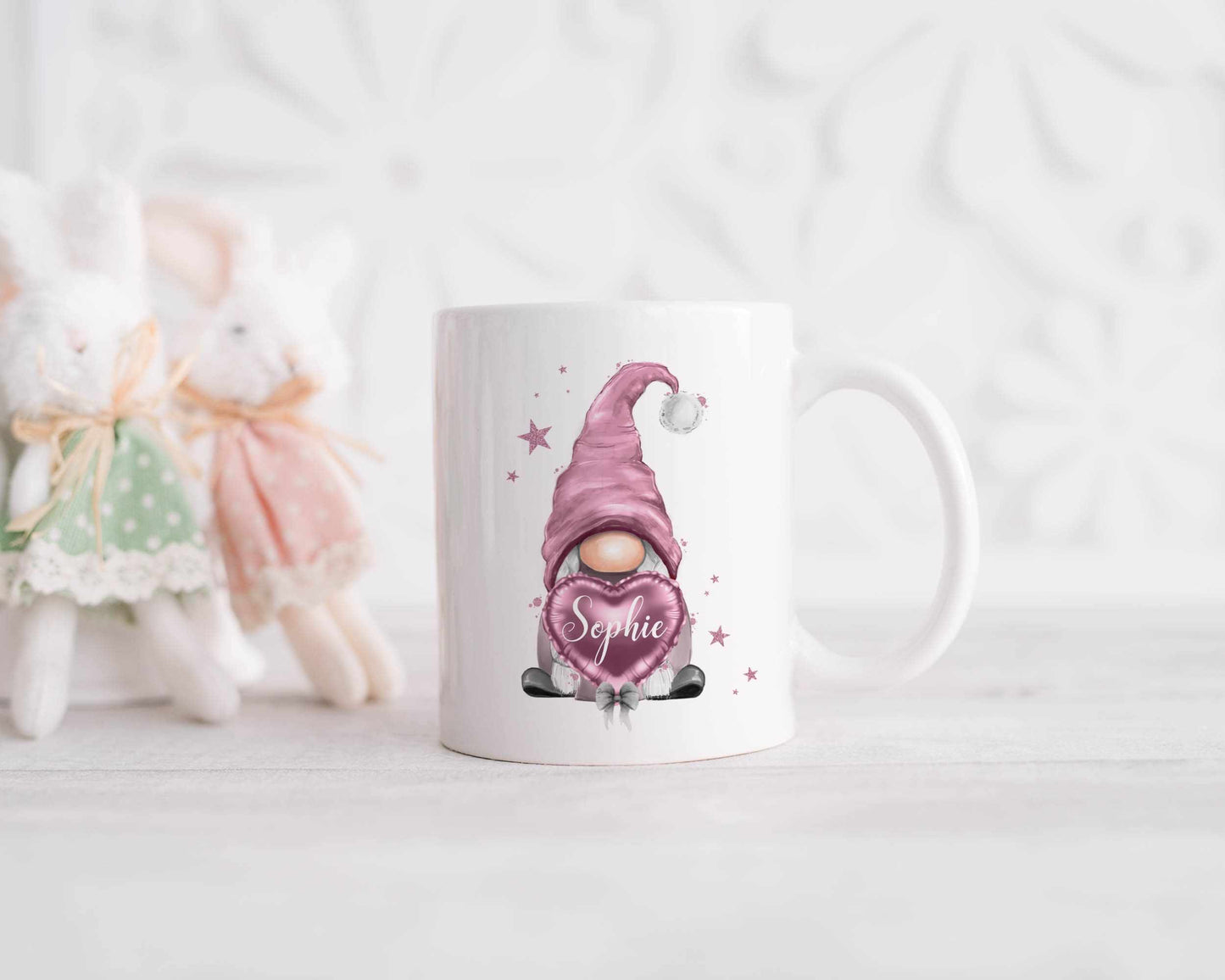 Personalised Pink Gnome Mug