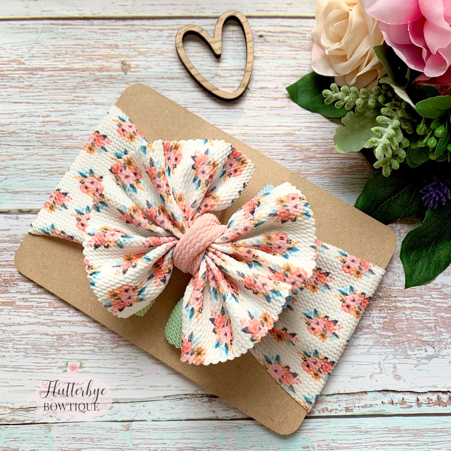 Spring Floral Ruffle head wrap, stretchy baby headband