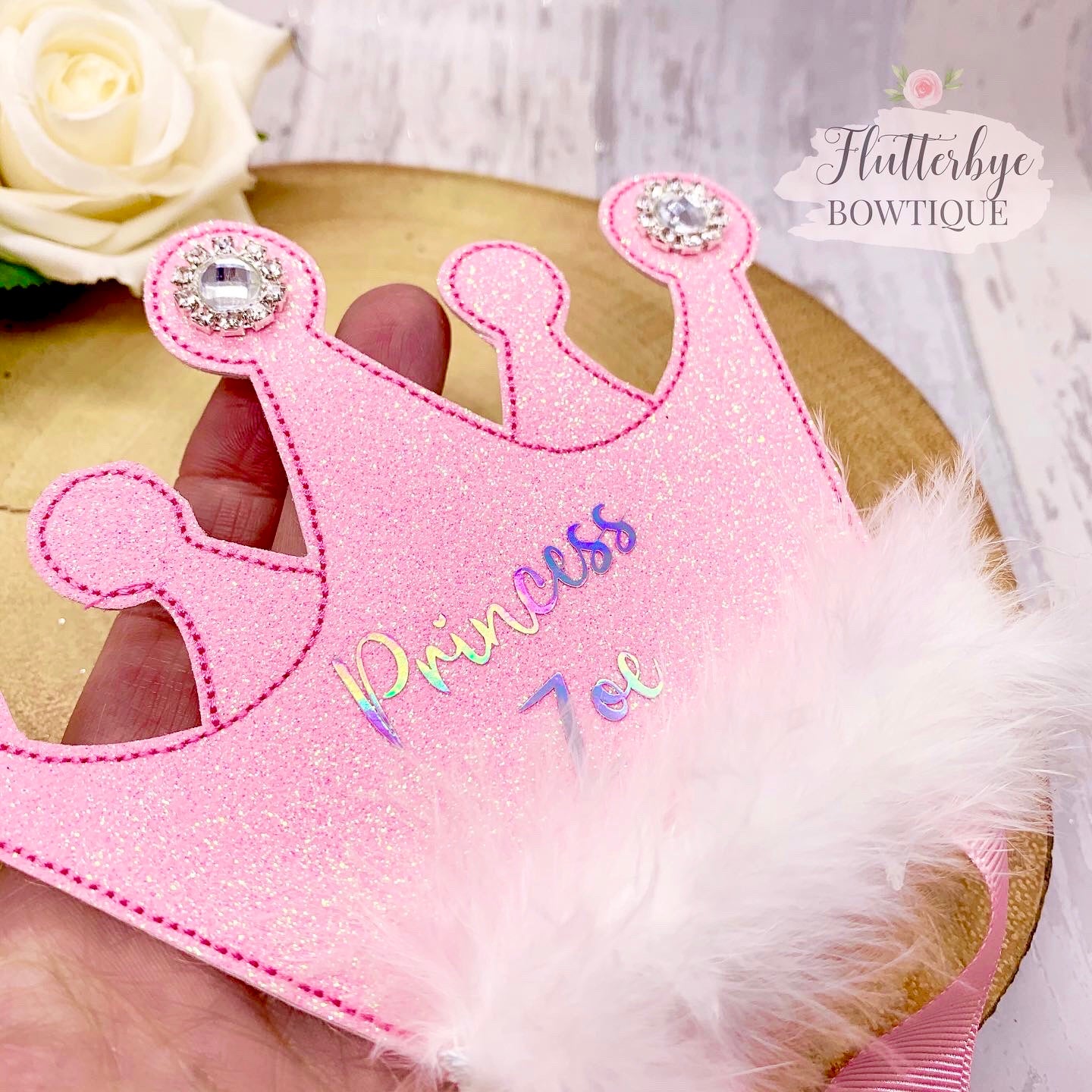 Princess Crown Hair Bow Holder, Tiara Bow storage - Flutterbye Bowtique