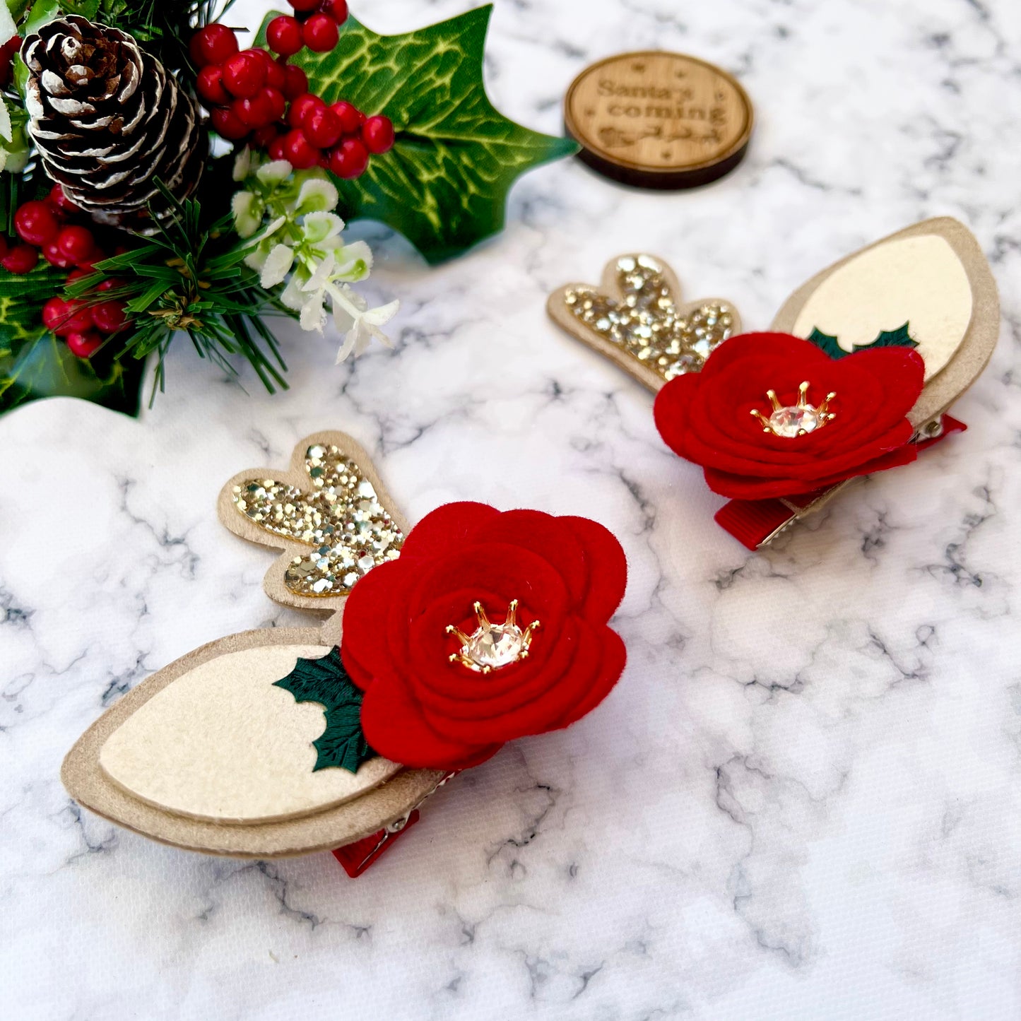 Flower Reindeer Piggies, Antler bow set