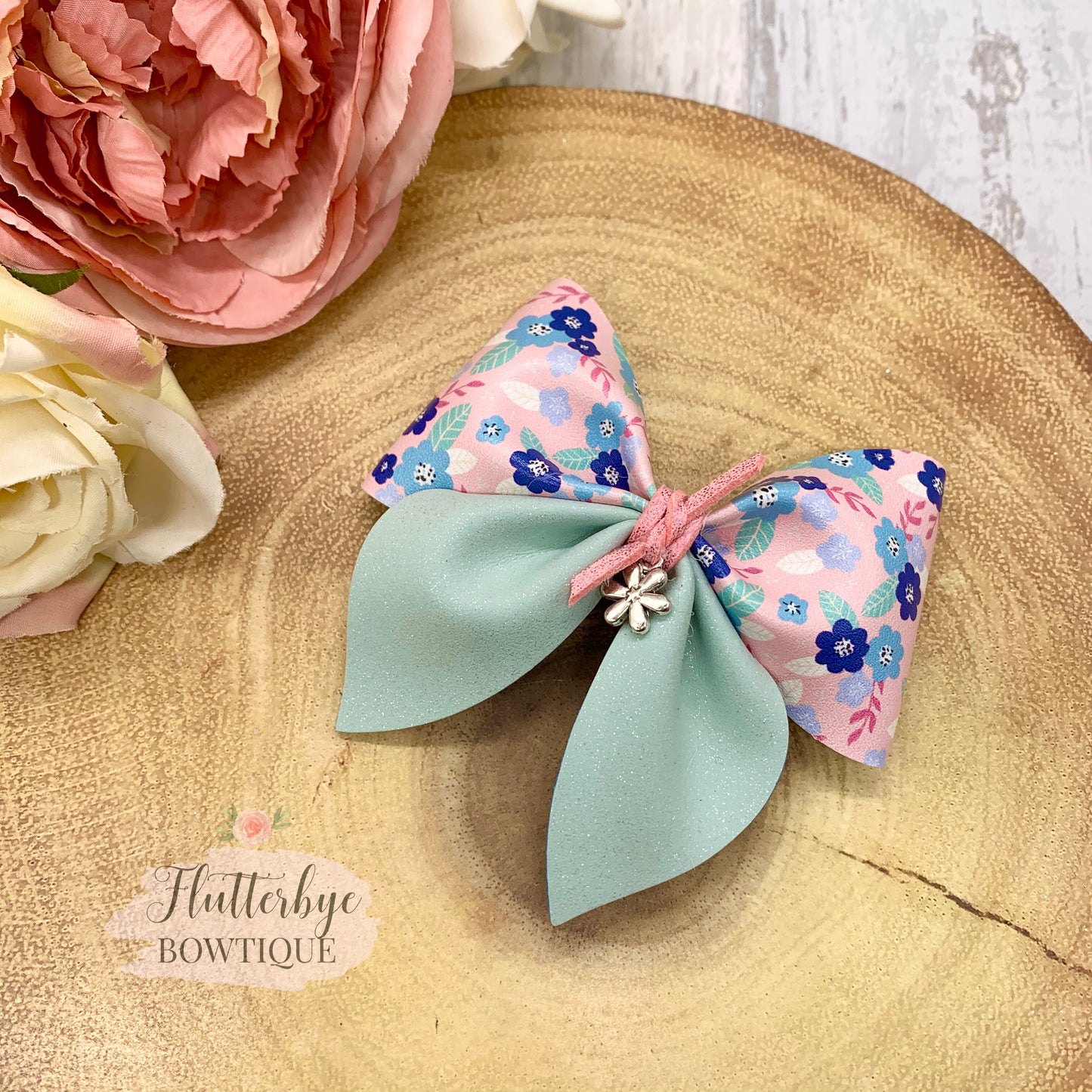 Spring Floral Party Pinch Hair Bow - Flutterbye Bowtique