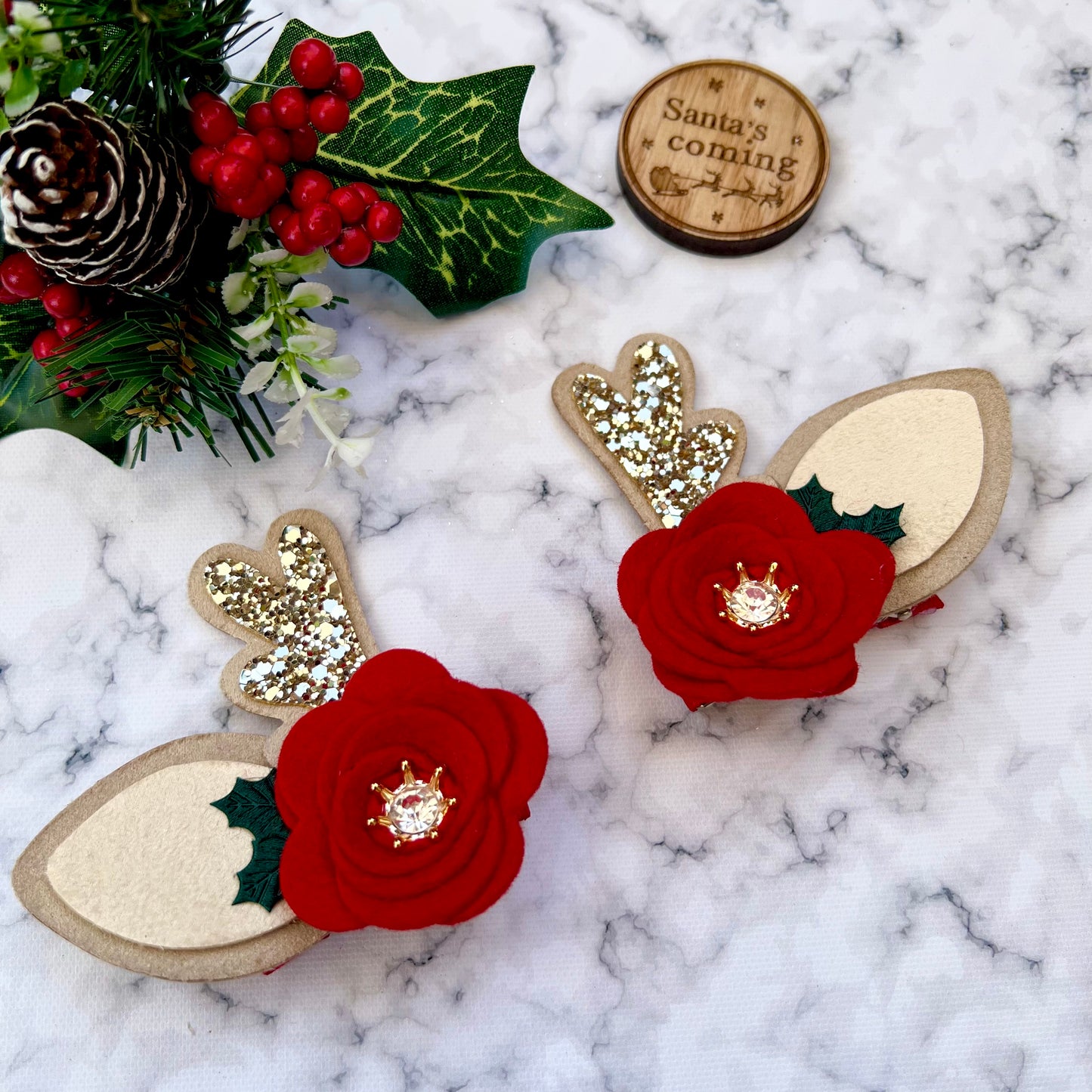 Flower Reindeer Piggies, Antler bow set
