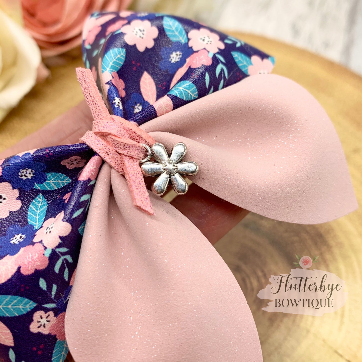 Spring Floral Party Pinch Hair Bow - Flutterbye Bowtique