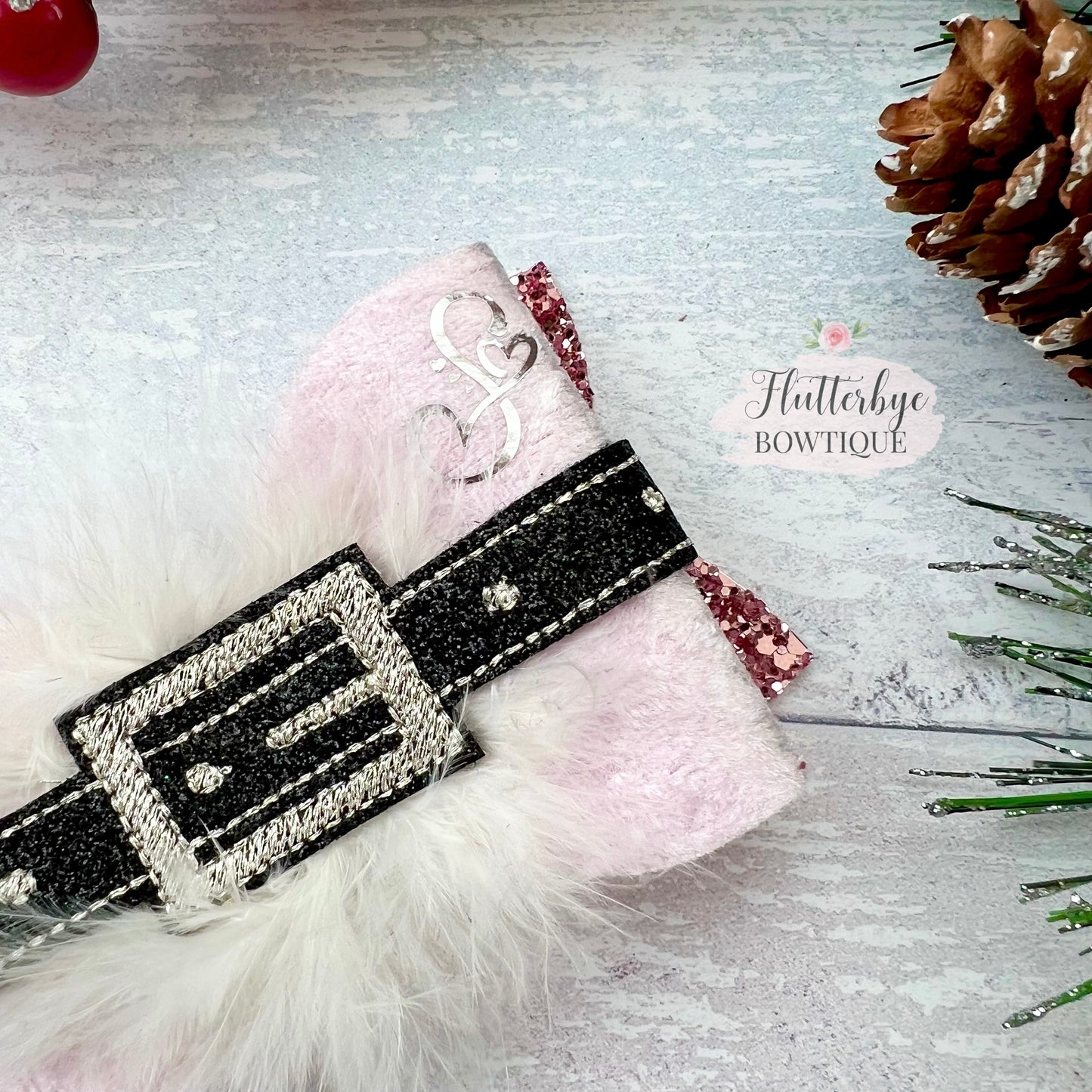 Santa Baby Hair Bow, Santa's Belt Clip