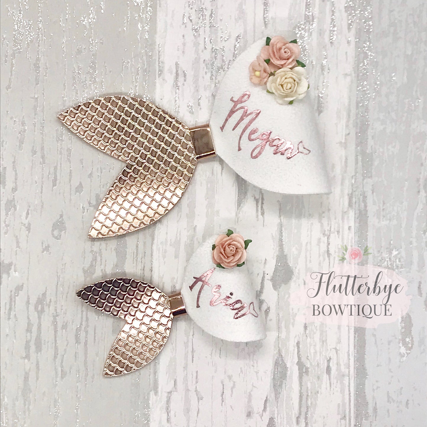 Blush Pink Mermaid Hair Bow - Flutterbye Bowtique