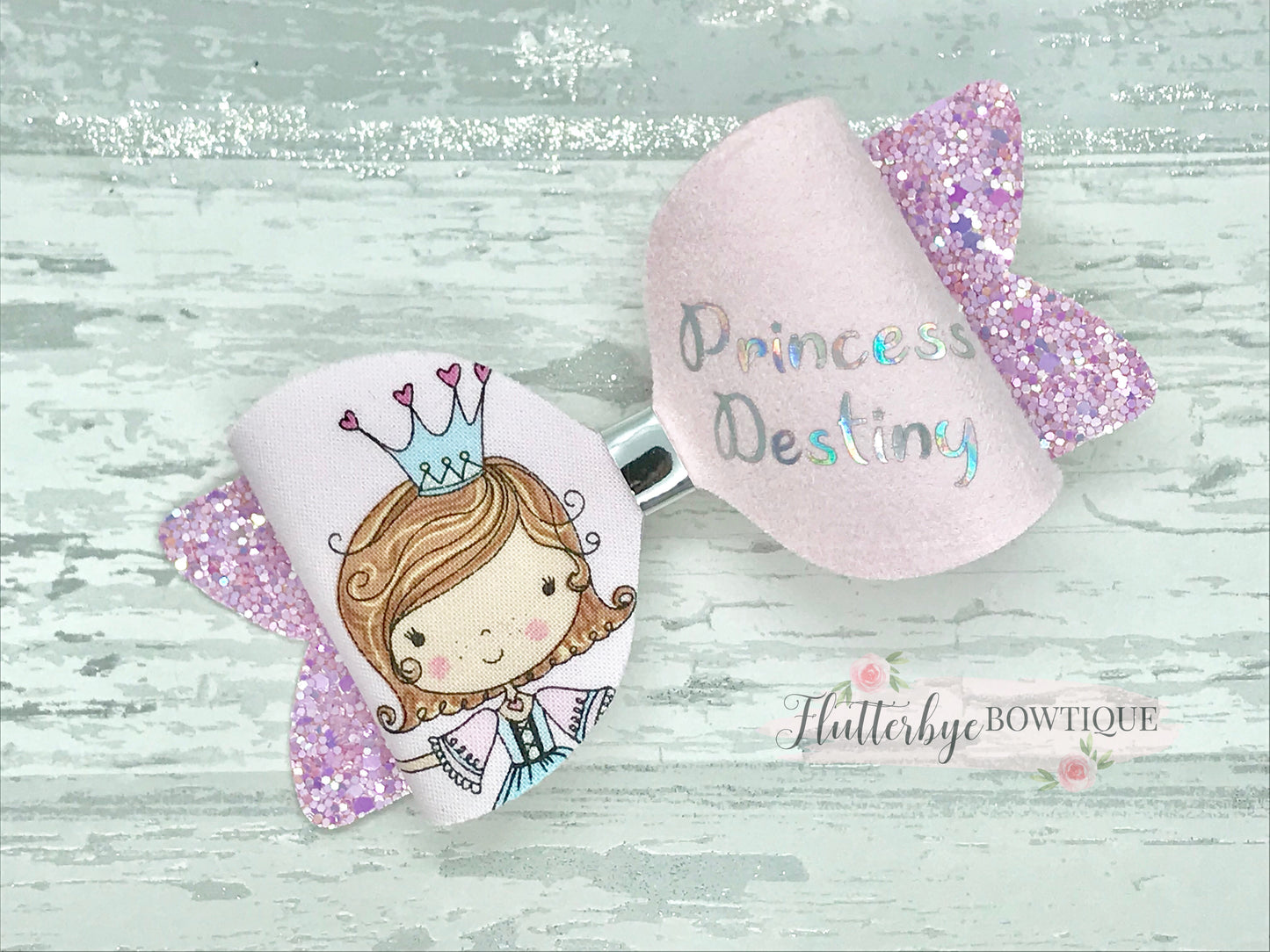 Personalised Princess Hair Bow - Flutterbye Bowtique