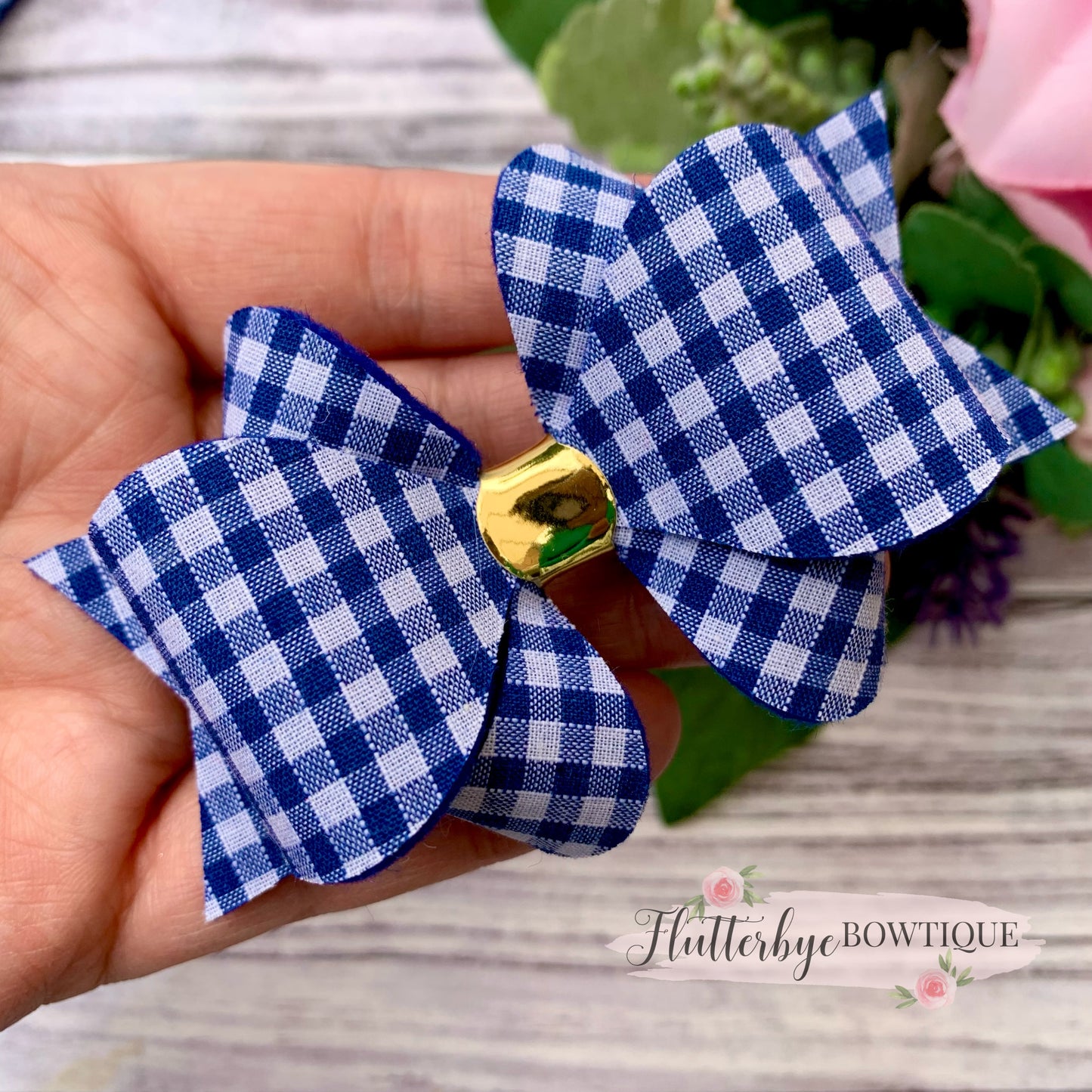 Large School Hair Bows, School Gingham Hair Bow