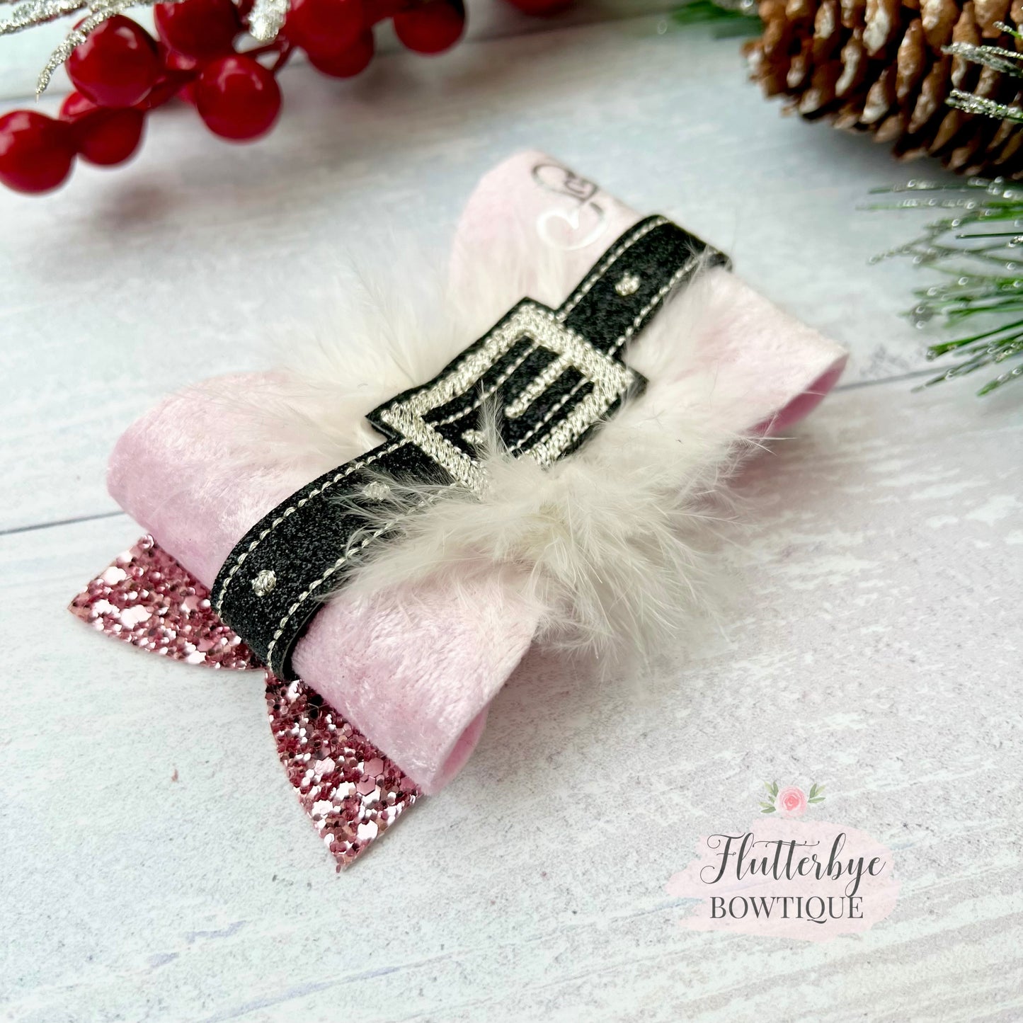 Santa Baby Hair Bow, Santa's Belt Clip